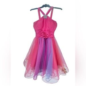 Vibrant Pink and Purple Halter Dress